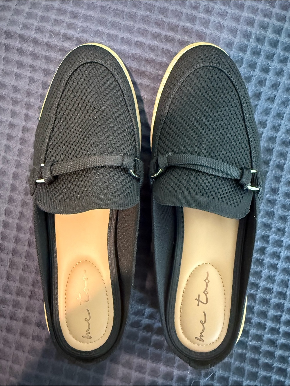 me too Black Knit Slip-On Mule Loafer